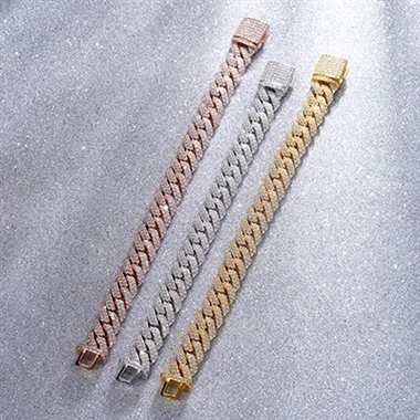 Sølvkjede moissanite kubansk armbånd